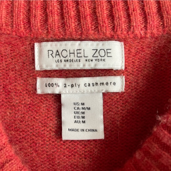 Rachel Zoe 100% 2-Ply Cashmere Crew Sweater in Red Orange | Medium - Picture 11 of 11
